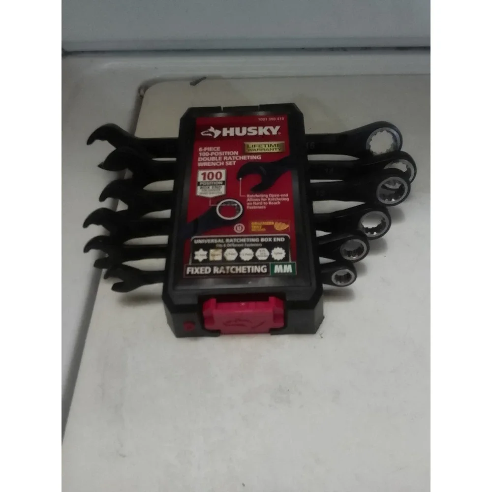 Husky 6 Piece 100- Position Double Ratcheting Wrench Set 100 Position Box End...